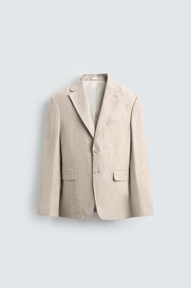 100% LINEN SUIT BLAZER - Light beige by Zara
