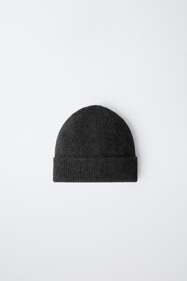 100% CASHMERE RIBBED BEANIE - Anthracite grey by Zara