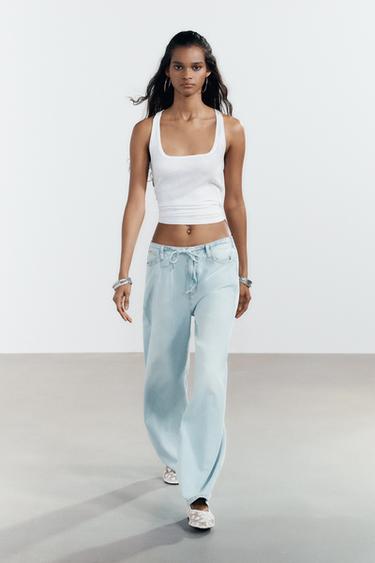 PYJAMA-STYLE DENIM TROUSERS - Light blue by Zara