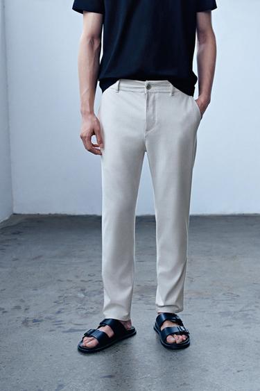 COMFORT TEXTURED CHINO TROUSERS - Light beige by Zara