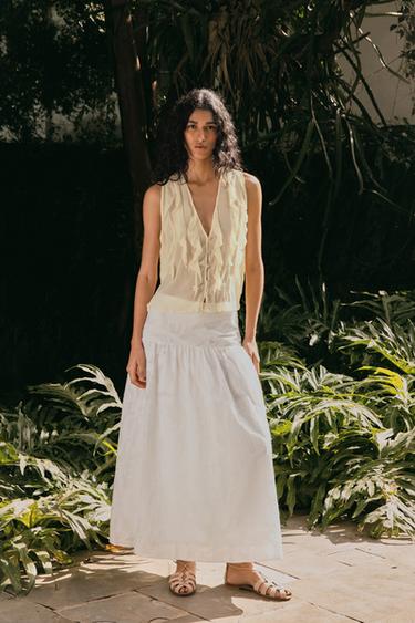 TEXTURED MIDI SKIRT - White by Zara