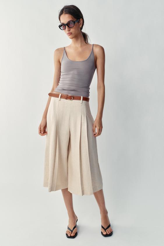 LONG BERMUDA SHORTS WITH BELT - Light beige by Zara - Image 0