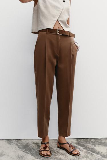 FLOWING TROUSERS WITH BELT - Tobacco by Zara
