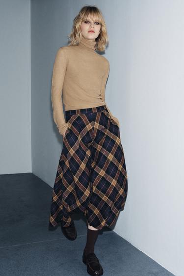 CHECK CAPE SKIRT ZW COLLECTION LIMITED EDITION - Blue by Zara