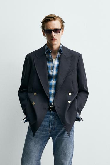 AARON LEVINE X ZARA 100% WOOL DOUBLE-BREASTED BLAZER - Navy blue by Zara