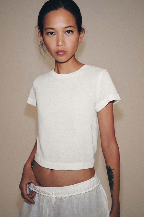 RUSTIC SHORT SLEEVE T-SHIRT - White by Zara - Image 0