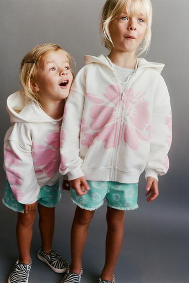HIBISCUS PRINT HOODIE - Oyster-white by Zara