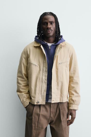 CROPPED FIT JACKET WITH CORDUROY COLLAR - Yellow by Zara