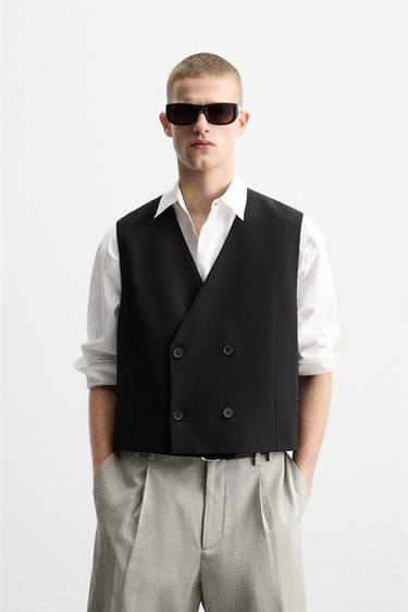 CROSSOVER WAISTCOAT - Black by Zara
