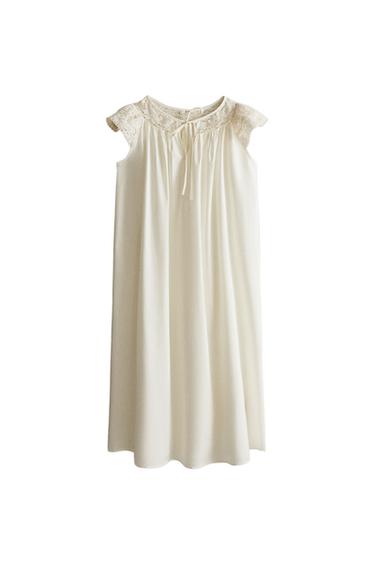 LACE COTTON NIGHTDRESS - Oyster-white by Zara