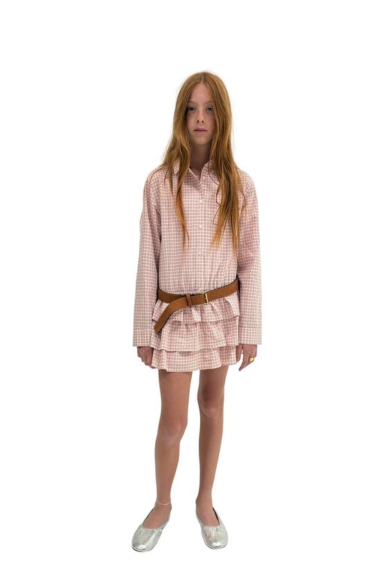 CHECKED RUFFLE SHIRT DRESS - Pink by Zara - Image 0