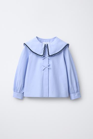 SHIRT WITH WAVY COLLAR - Light blue by Zara - Image 0