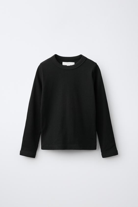 RIBBED T-SHIRT - Black by Zara - Image 0