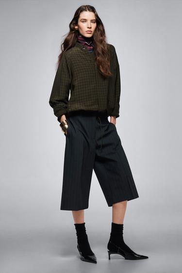 ZW COLLECTION STRIPED BERMUDA SHORTS - Navy blue by Zara