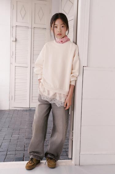 COMBINED LACE SWEATSHIRT - Ecru by Zara