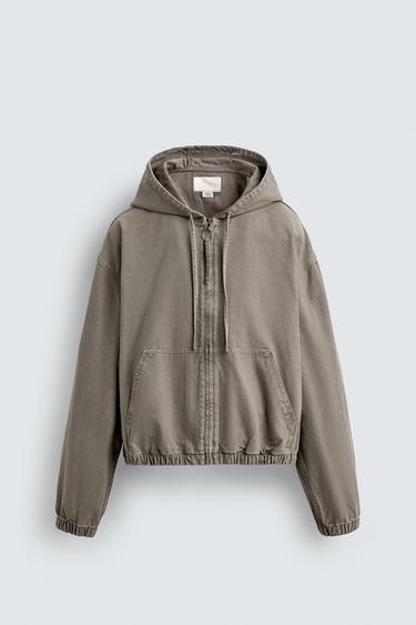 WASHED HOODED JACKET - Green by Zara