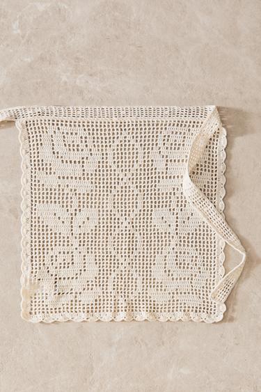 COTTON CROCHET APRON - Oyster-white by Zara