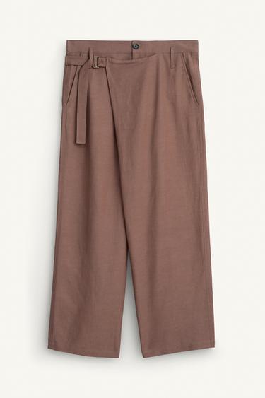 RELAXED FIT WRAP TROUSERS - Taupe grey by Zara