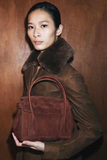 LEATHER MINI CITY BAG - Chocolate by Zara