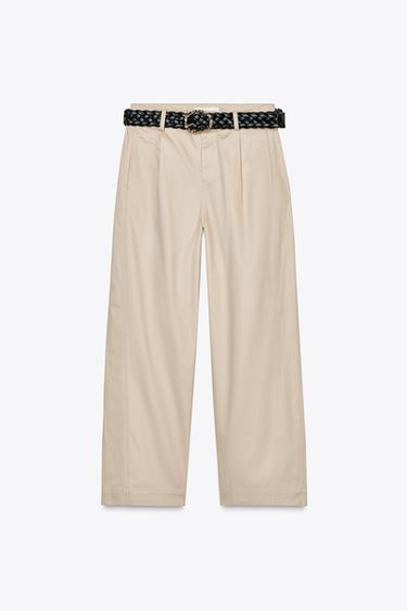 CARROT FIT TROUSERS WITH BELT - Sand by Zara