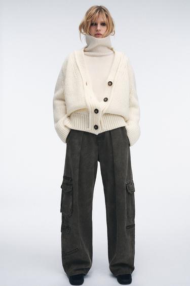 ZW COLLECTION BALLOON CARGO TROUSERS - Grey by Zara