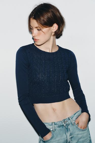 CONTRAST WAISTCOAT T-SHIRT - Navy blue by Zara