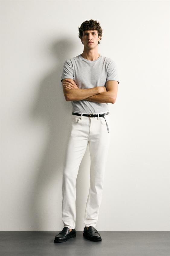 BASIC SLIM FIT JEANS - Oyster-white by Zara - Image 0
