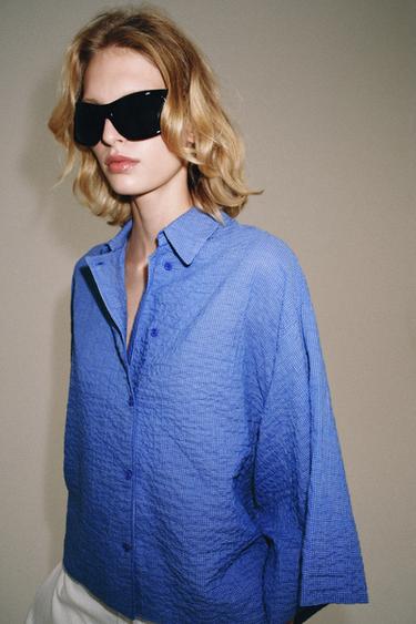 ZW COLLECTION CHECK SHIRT - Blue by Zara