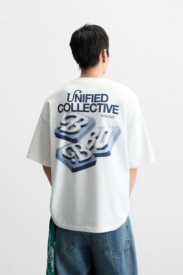 CONTRAST PRINT T-SHIRT - White by Zara - Image 0