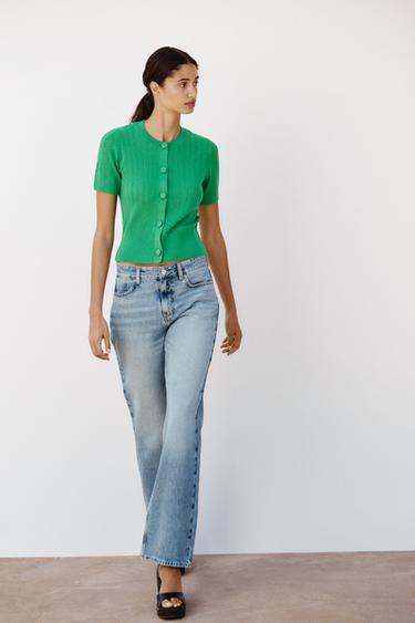POINTELLE KNIT TOP - Green by Zara - Image 0