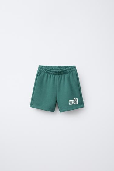 JOGGING BERMUDA SHORTS WITH LABEL DETAIL - Mid-green by Zara - Image 0
