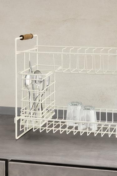 LACQUERED METAL DISH DRAINER - Cream by Zara