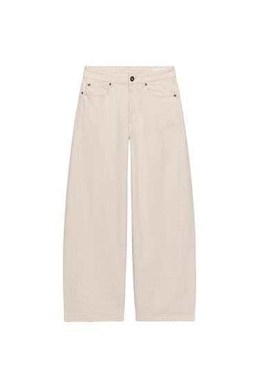 ZW COLLECTION LOOSE BARREL MID-WAIST JEANS - Ecru by Zara
