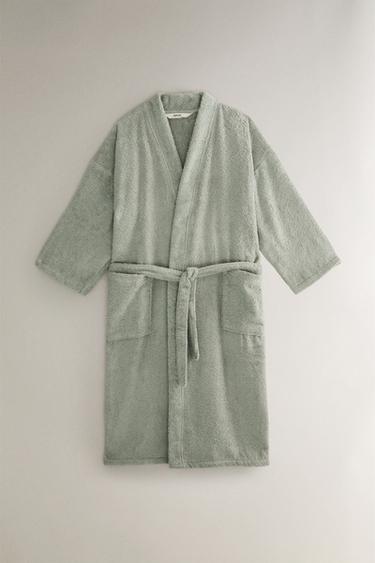 HIGH QUALITY COTTON BATHROBE (420 GXM²) - Blue / Green by Zara