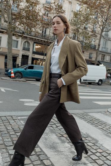 HOUNDSTOOTH TROUSERS WITH BELT - Mid-grey by Zara