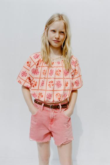 PRINTED CROPPED T-SHIRT - Coral by Zara