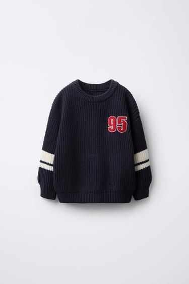 VARSITY PATCH KNIT JUMPER - Navy blue by Zara