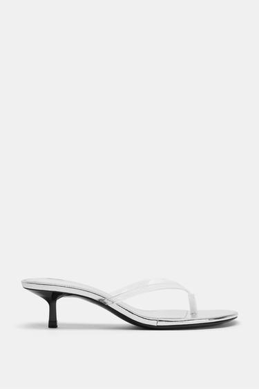 METALLIC-EFFECT HEELED SANDALS - Transparent by Zara