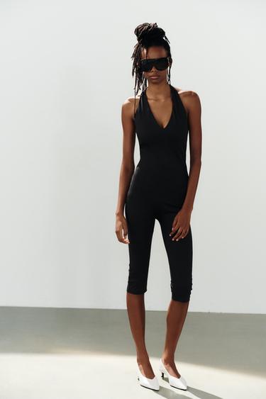 POLYAMIDE HALTER JUMPSUIT - Black by Zara