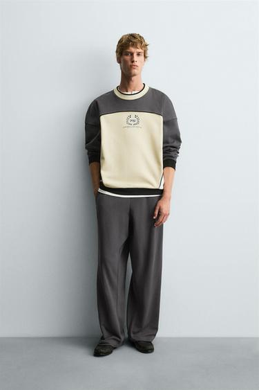 COLOUR BLOCK PRINT SWEATSHIRT - Anthracite grey by Zara - Image 0