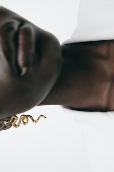 SNAKESKIN PRINT EARRINGS - Aged gold by Zara - Image 0
