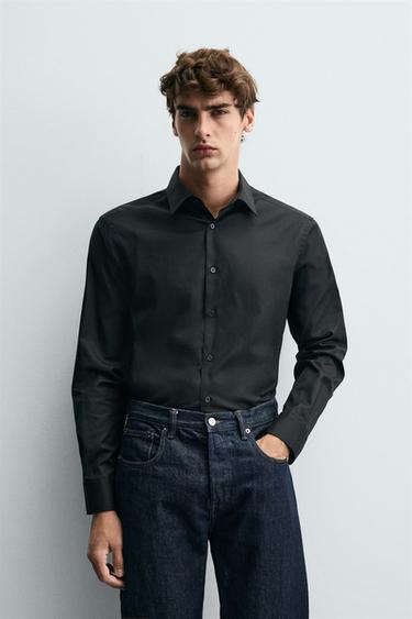 TEXTURED REGULAR FIT SHIRT - Black by Zara