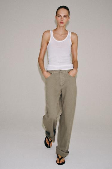 ZW COLLECTION MID-WAIST BAGGY JEANS - Khaki by Zara