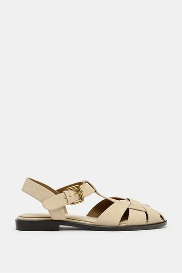 LEATHER CAGE SANDALS - Sand Brown by Zara