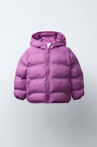 LIGHTWEIGHT HOODED PADDED JACKET - Dark mauve by Zara