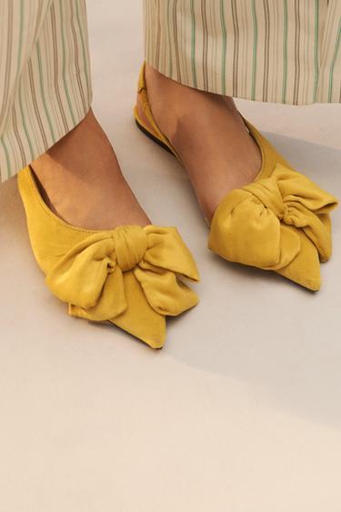 LIMITED EDITION FLAT SLINGBACK SHOES WITH MAXI BOW - Yellow by Zara