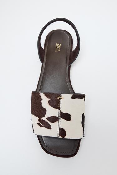 FLAT LEATHER SANDALS WITH SHEEPSKIN - Multicoloured by Zara
