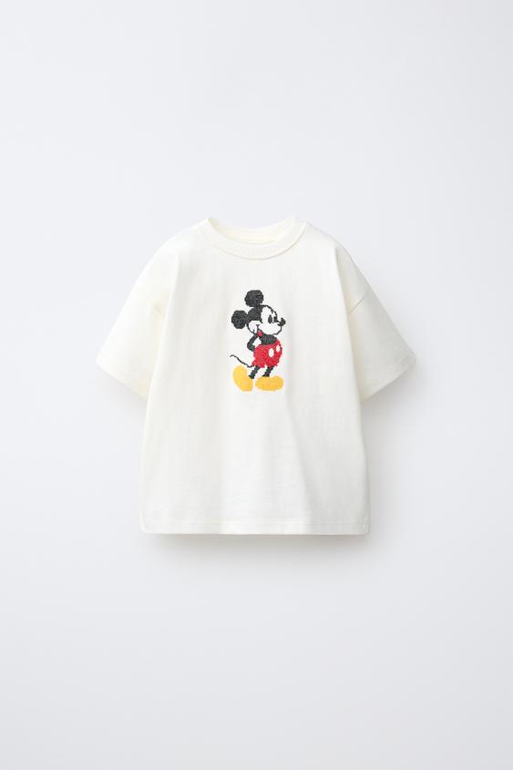 MICKEY MOUSE © DISNEY CROSS STITCH EMBROIDERED T-SHIRT - Oyster-white by Zara - Image 0