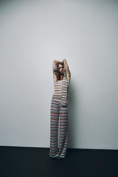 STRIPED METALLIC THREAD TOP - Multicoloured by Zara