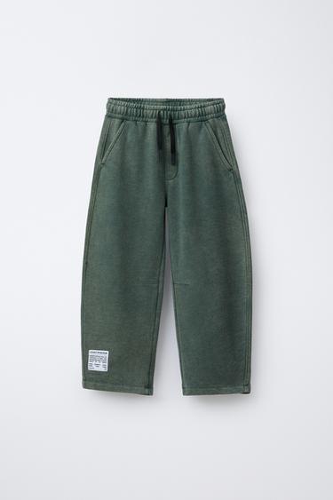 WASHED-EFFECT BALLOON TROUSERS - Green by Zara